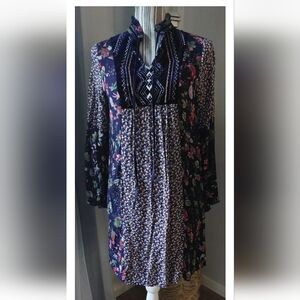 Flying Tomato Navy Floral Long Sleeve Dress